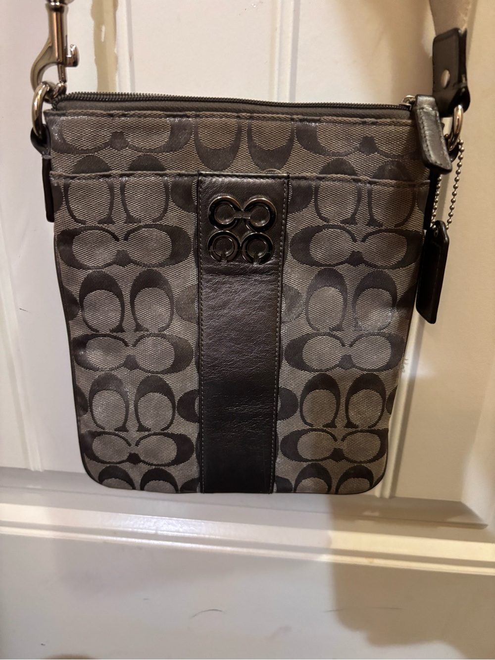 Coach Gray Signature Canvas Messenger Crossbody
